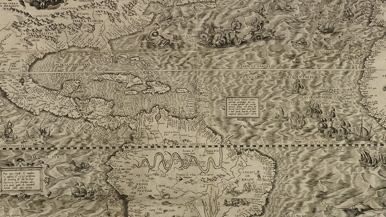 1562 America New World Map Exploration Art Print 24x28 