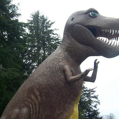 The tyrannosaurus rex greets visitors.