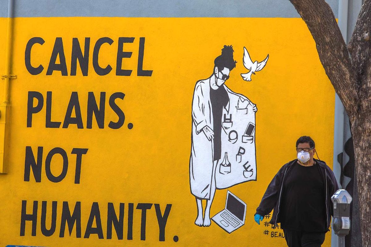 A mural in Los Angeles, California, April 4, 2020.