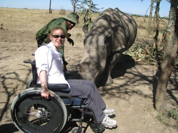 Macy on safari in Kenya (Oh, hello, rhino!).