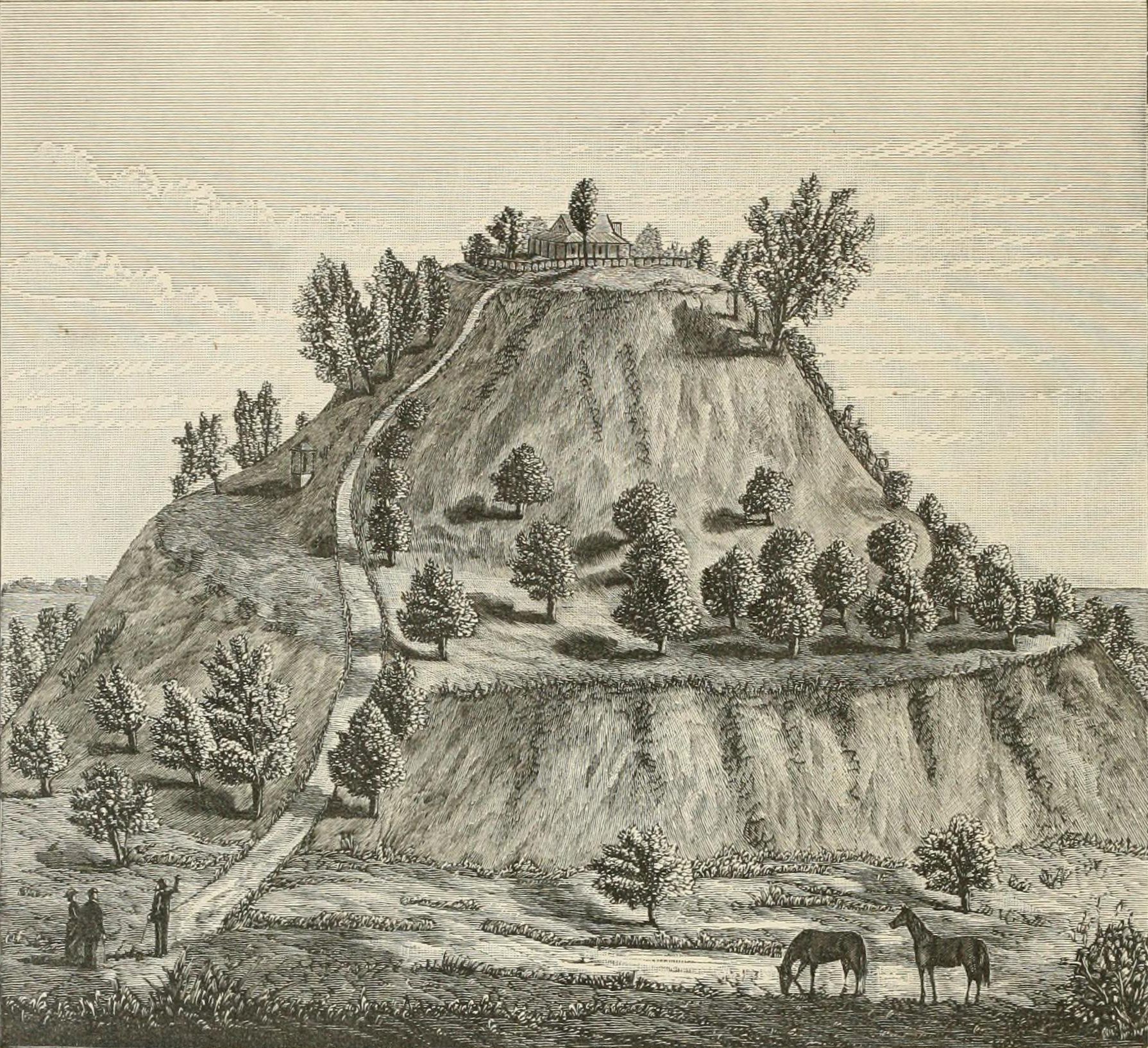 A 1887 illustration of Monks Mound.