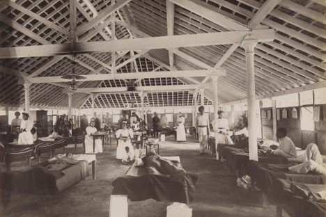 The bubonic plague killed around 10 million people in India. This photo shows a temporary hospital in 1896 or 1897.