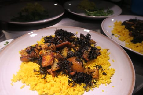 Yangben Faksa, a curry made from pig meat, pig blood, and wild lichen, is a delicacy of the Limbu community from eastern Nepal.