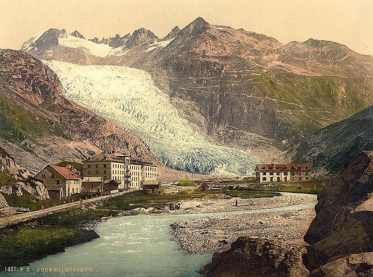 The glacier, pictured somewhere between 1890 and 1900.