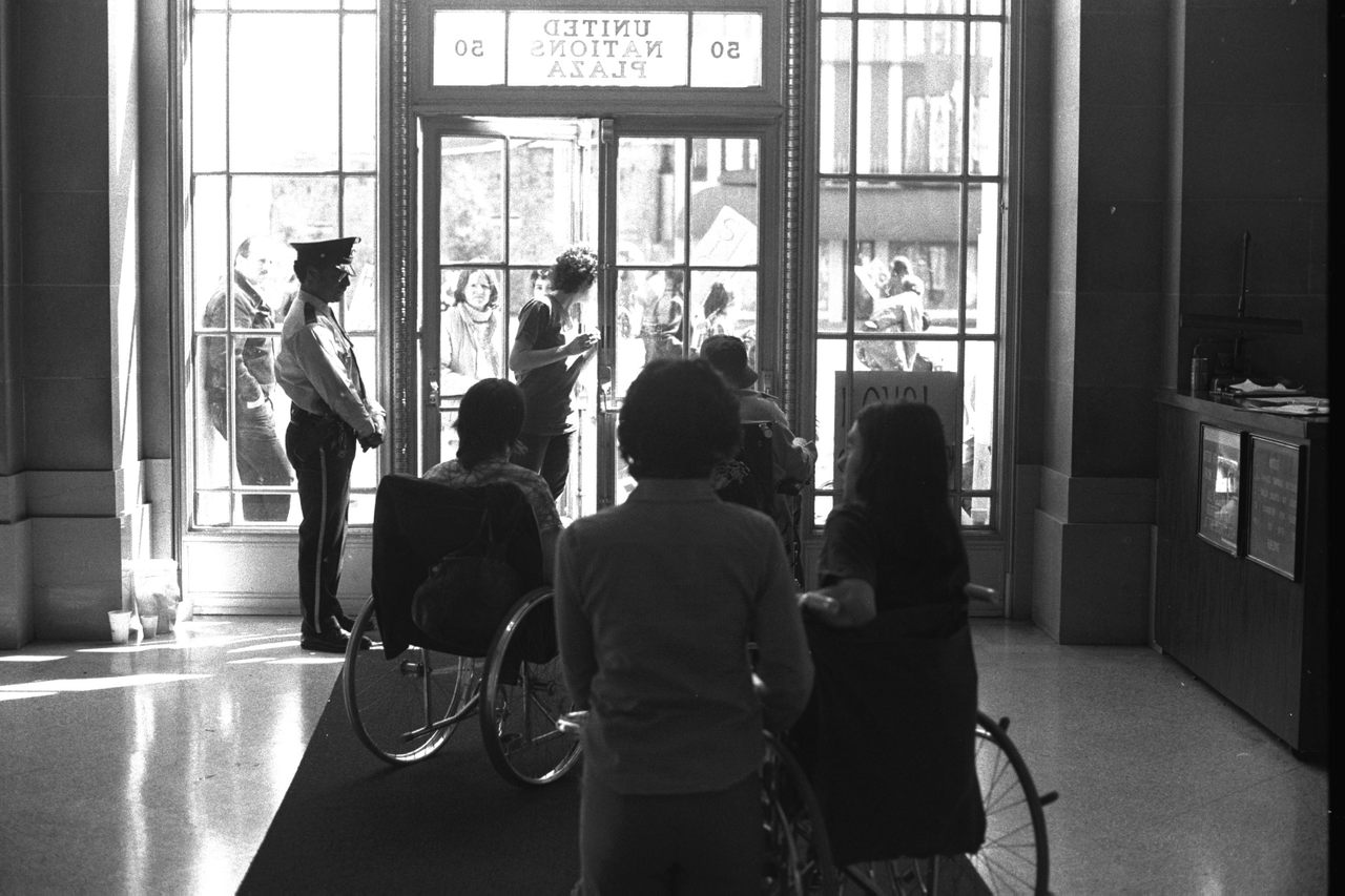 A photograph taken by HolLynn D'Lil, one of the protesters, from inside the 504 Sit-In.  