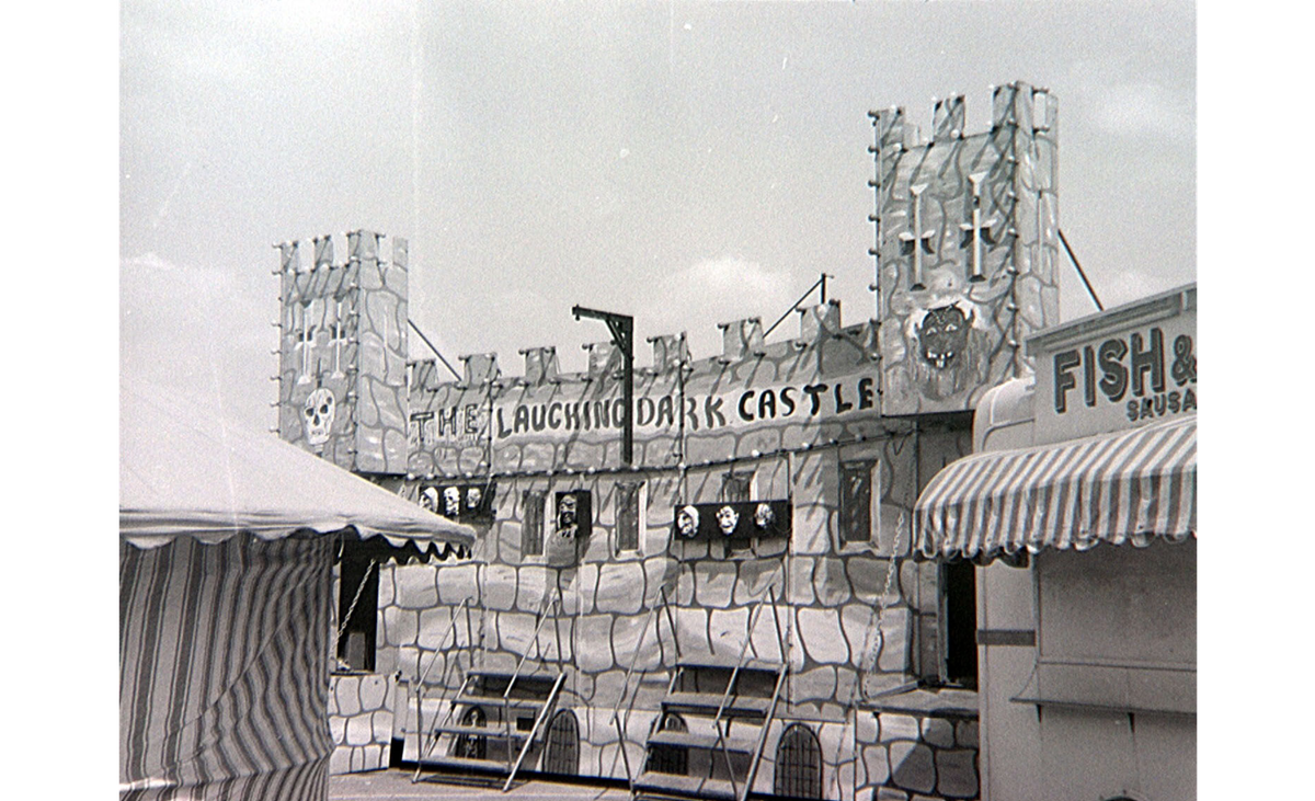 Amateur photographer Jack Leeson was a pioneer among the enthusiasts who documented every aspect of Britain's fairgrounds. Almost 11,000 photographs—including this one of The Laughing Dark Castle in Birmingham in 1973—are archived at the University of Sheffield along with his careful notes about each fair.