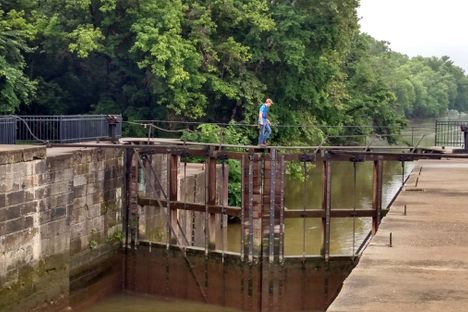 Tim Curtis on the door of the lock.