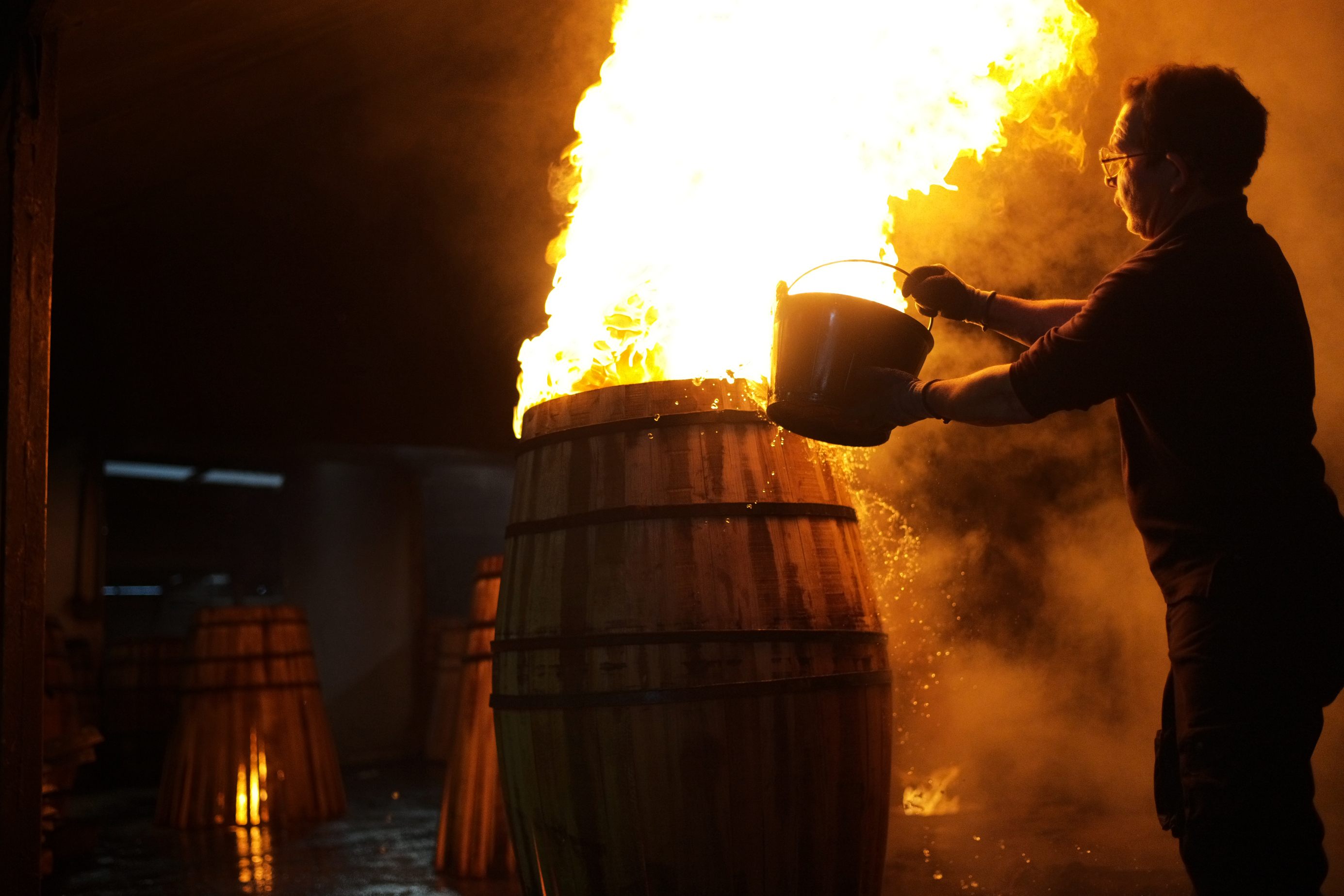 A process involving "charring" sherry casks brings out their flavors. 