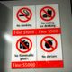 A sign forbidding durians at a train station in Singapore.