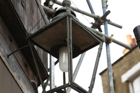 The design-forward lantern outside the store.
