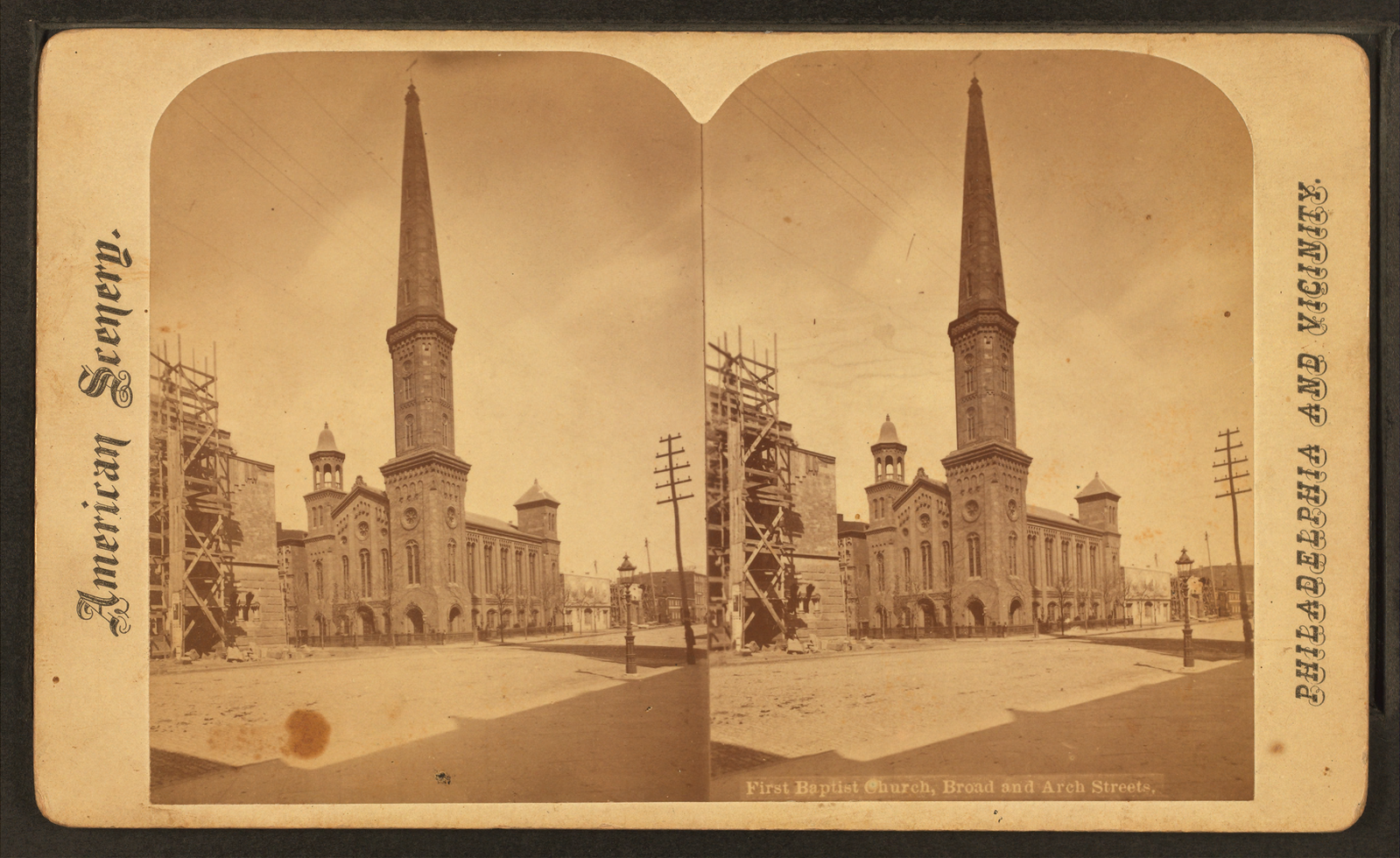 Philadelphia's old First Baptist Church, once located at Broad and Arch Streets.