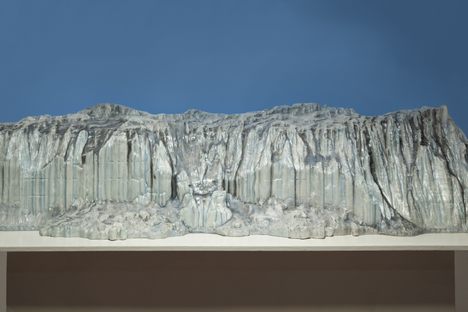 A scale model of a section of Antarctica's Canada Glacier, as viewed from the Lake Fryxell side. The model is about five feet long.*