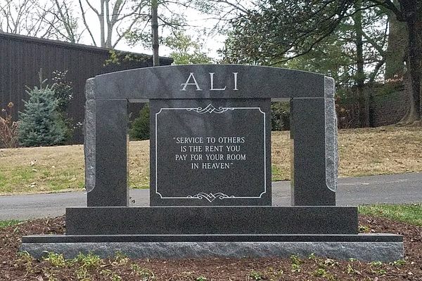 Close-up of Muhammad Ali gravesite headstone