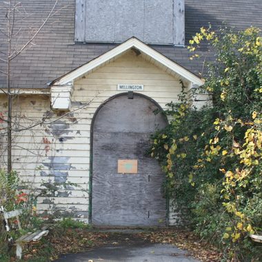 Entrance to the Wellington Administrative Building, now abandoned.