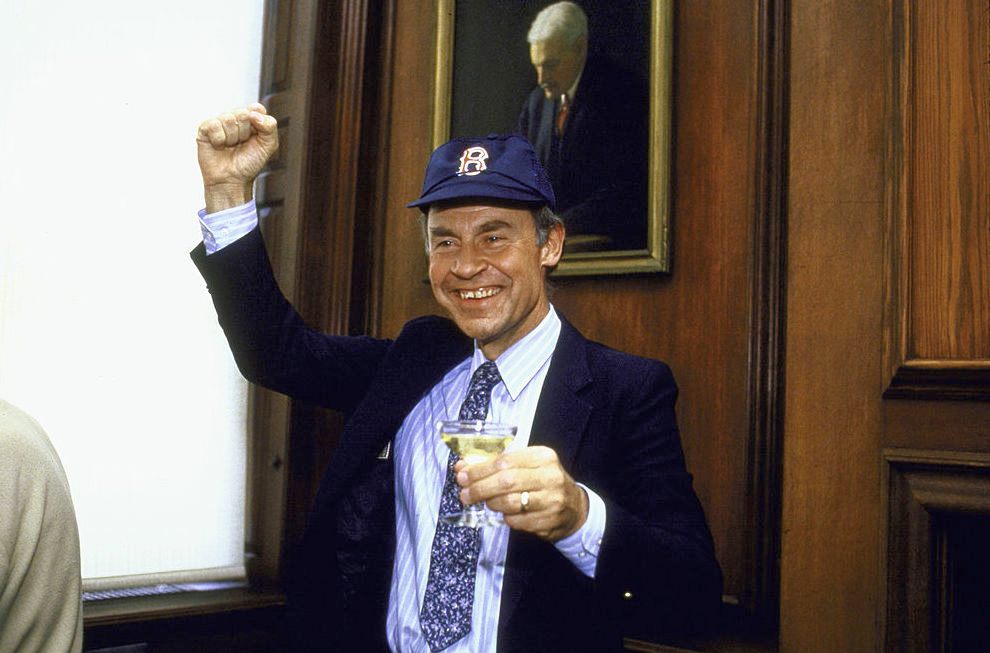 Dudley R. Herschbach, pictured here learning that he had won a Nobel Prize, had to go teach a class after this.