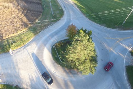 Cemetery in the middle of the road