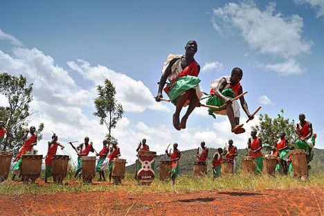 A traditional Burundian drum ceremony.
