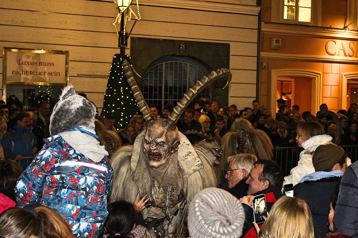 Most Krampus performers are gentle with their littlest victims.