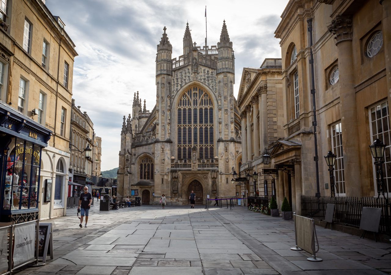 The picturesque Bath Abbey sits in the center of town. Just next to it, a king of England may have been crowned.
