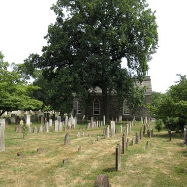 The Old Dutch Church overlooks an old cemetery (the Sleepy Hollow cemetery is nearby).
