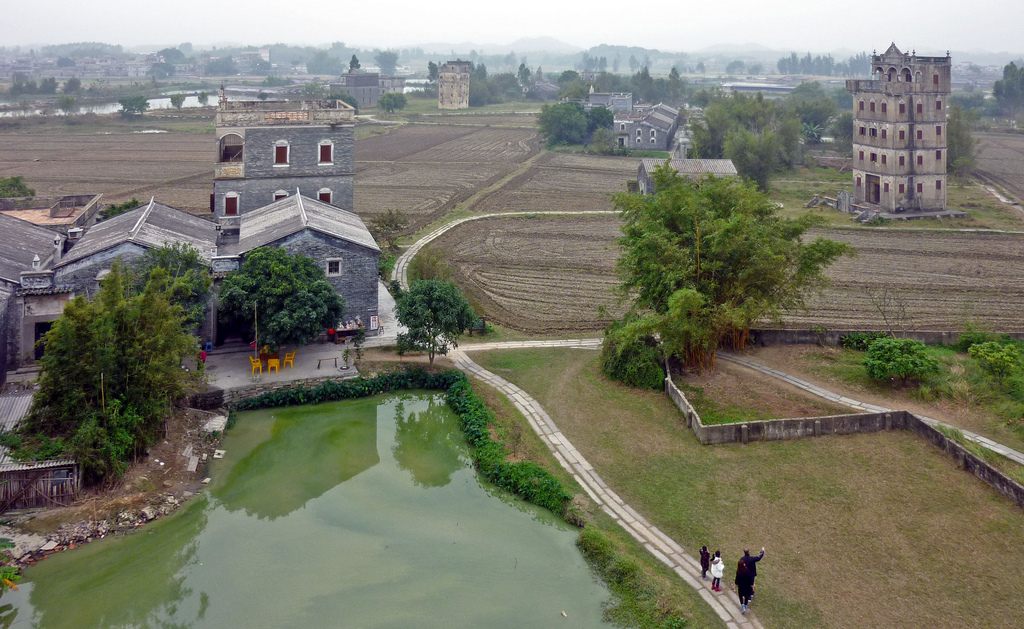 Fields near the towers.