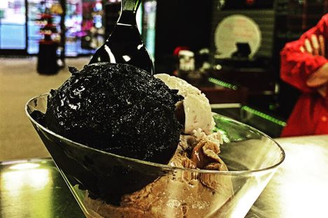 Squid ink gelato, in black. 