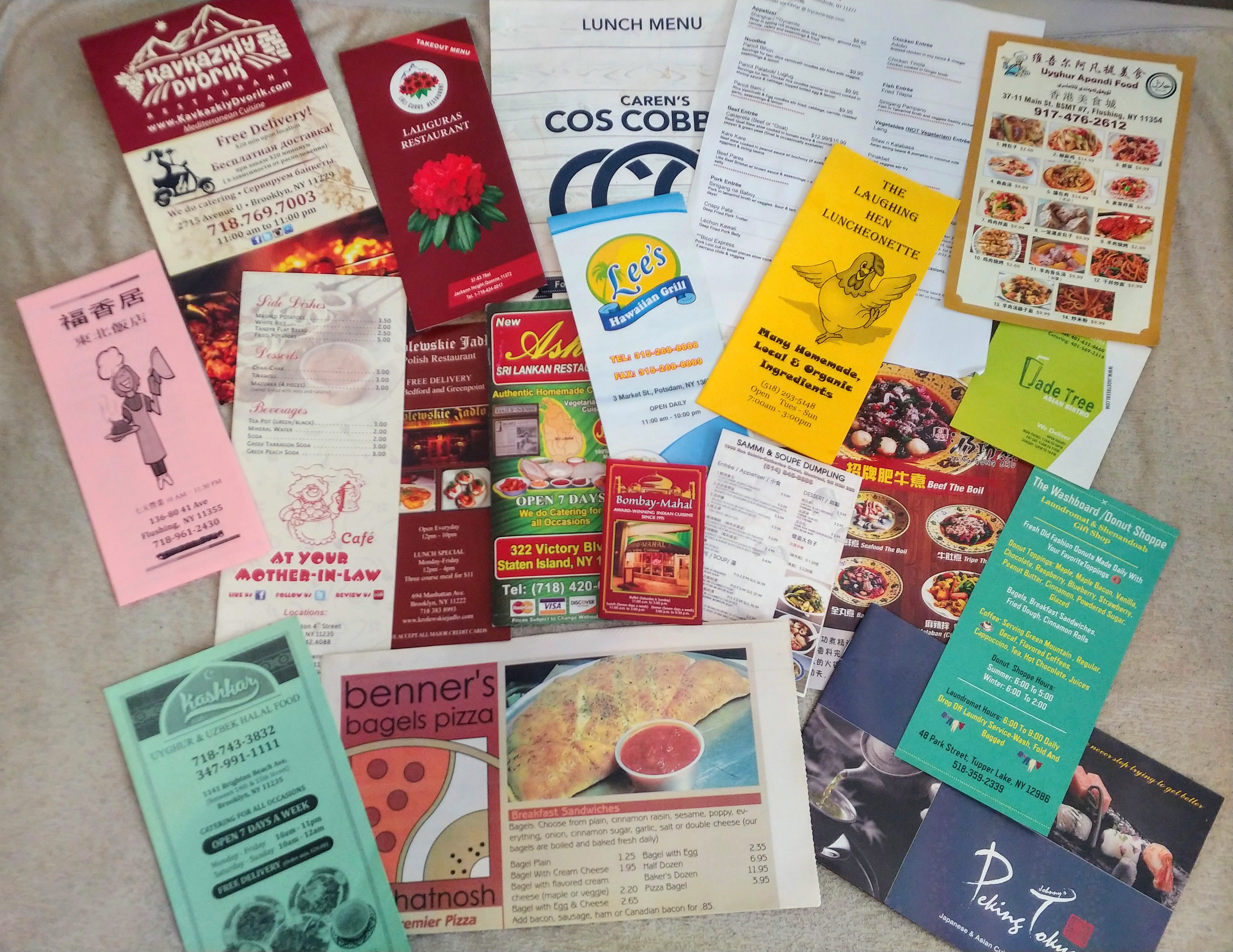 Sheidlower's menus come in every form, from glossy books to simple sheets of printer paper.