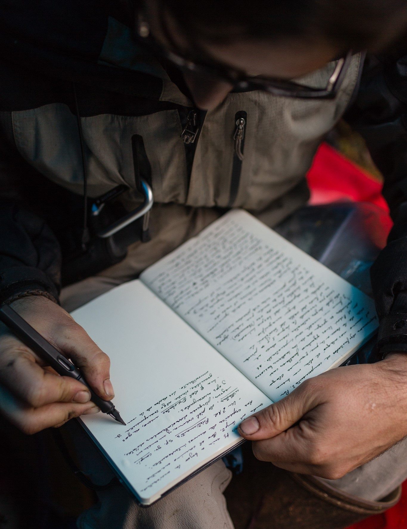 José Padial records the day’s observations in his field notebook.