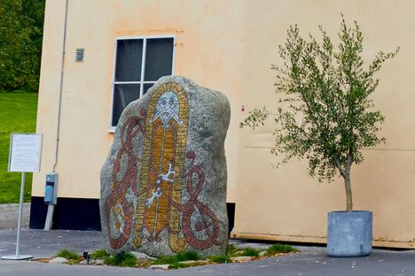 The runestone outside the Vikingaliv.