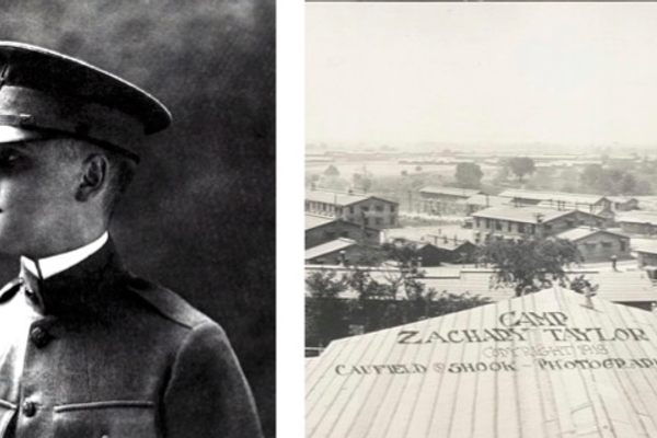 F. Scott Fitzgerald poses in his military uniform in 1917; he was sent to Camp Zachary Taylor in Louisville in March 1918.