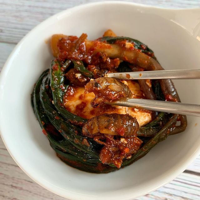 Nymph kimchi, made with fermented ramps.