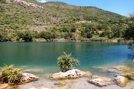 Lake Paterno and the arcades of Titus's Villa in the background.