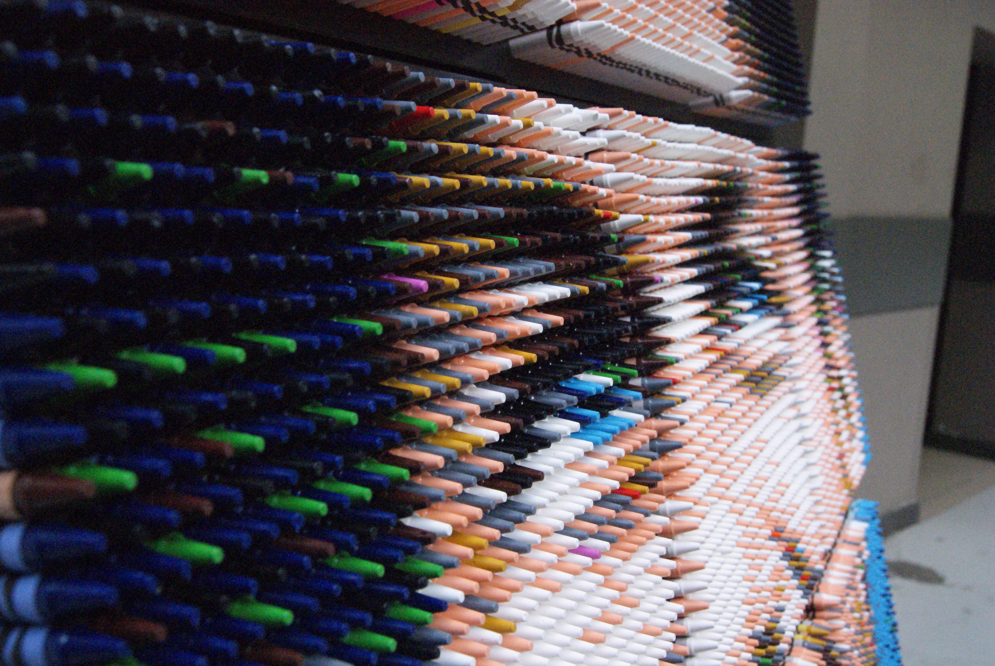 Frank Sinatra crayon mural up-close.