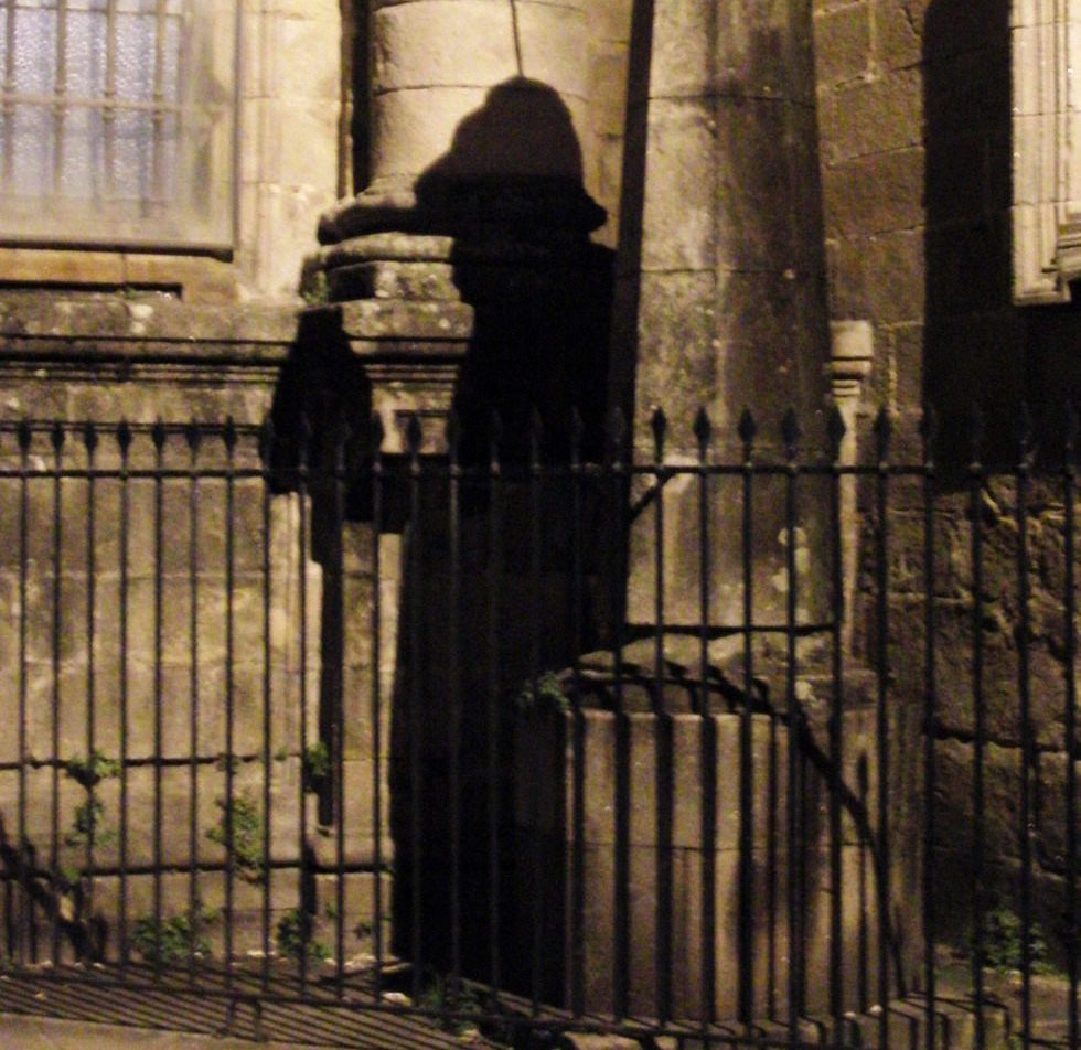 The shadow pilgrim appears nightly in Spain's Plaza de la Quintana.