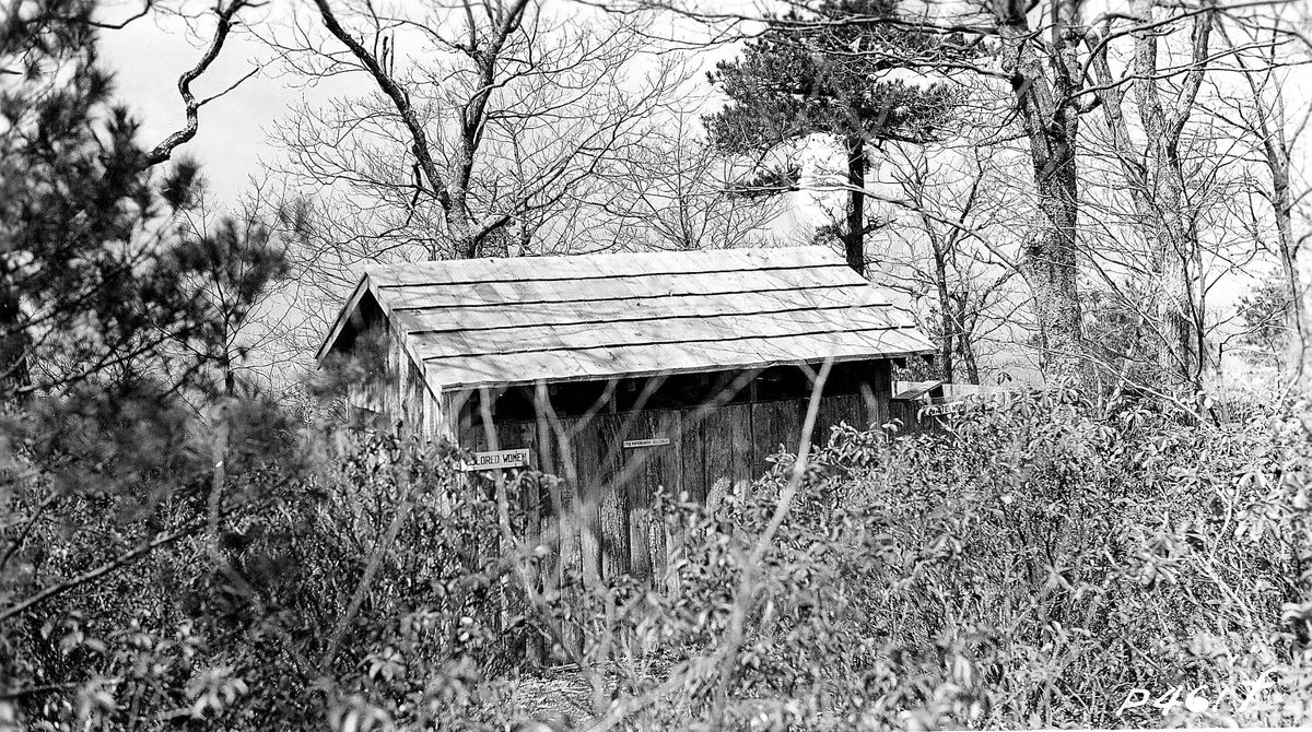 A comfort station in Shenandoah National Park with separate areas for "Colored Women" and "White Women."