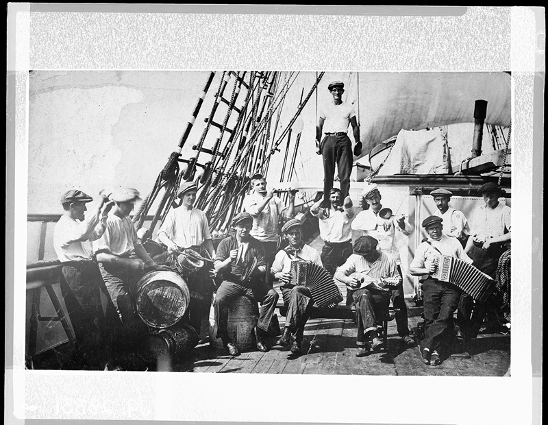 The foo foo band on board the ship <em>Siraa</em>.