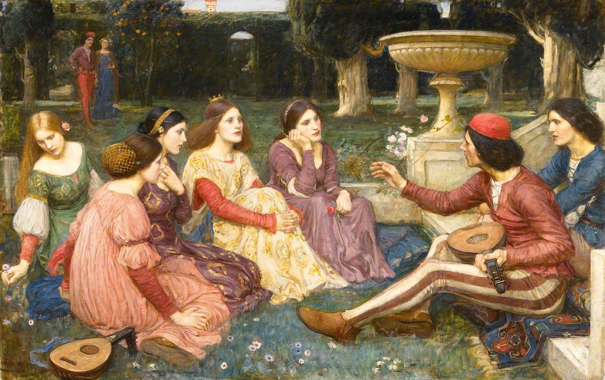 A scene from Boccaccio's <i>Decameron</i>.