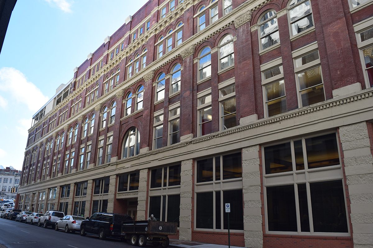 Outside the Loveman Building, the entrances are at street level.