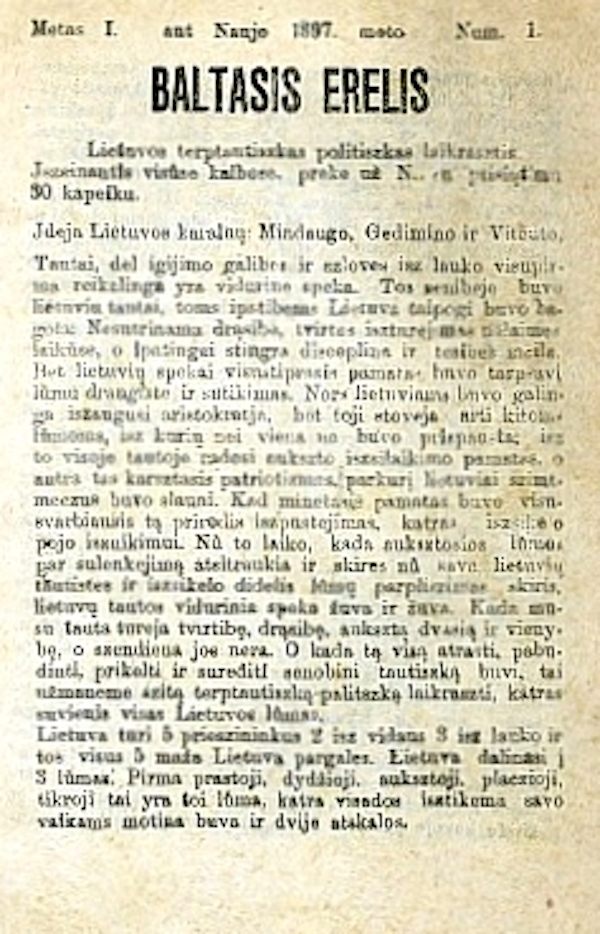 From a newspaper written by Jurgis Bielinis.