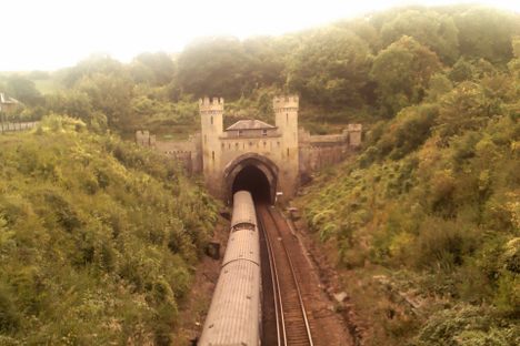 Train heading south into the Clayton Tunnel