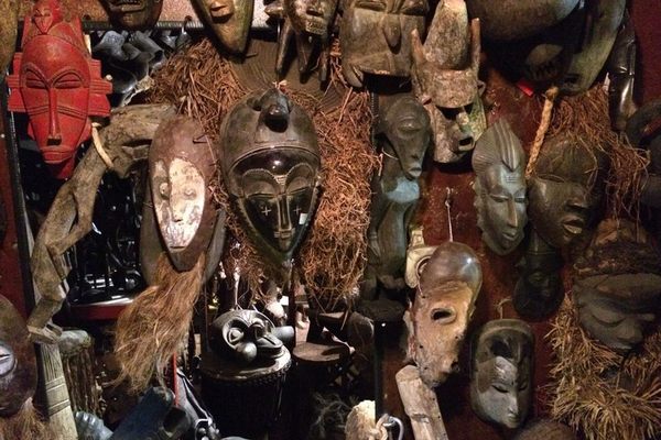 A strange collection of masks, carvings, puppets, and figurines from all over the world.