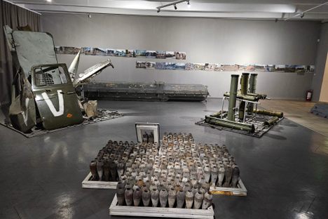 The National Museum of the History of Ukraine in the Second World War in Kyiv displays installations made of weapons and equipment from the war.