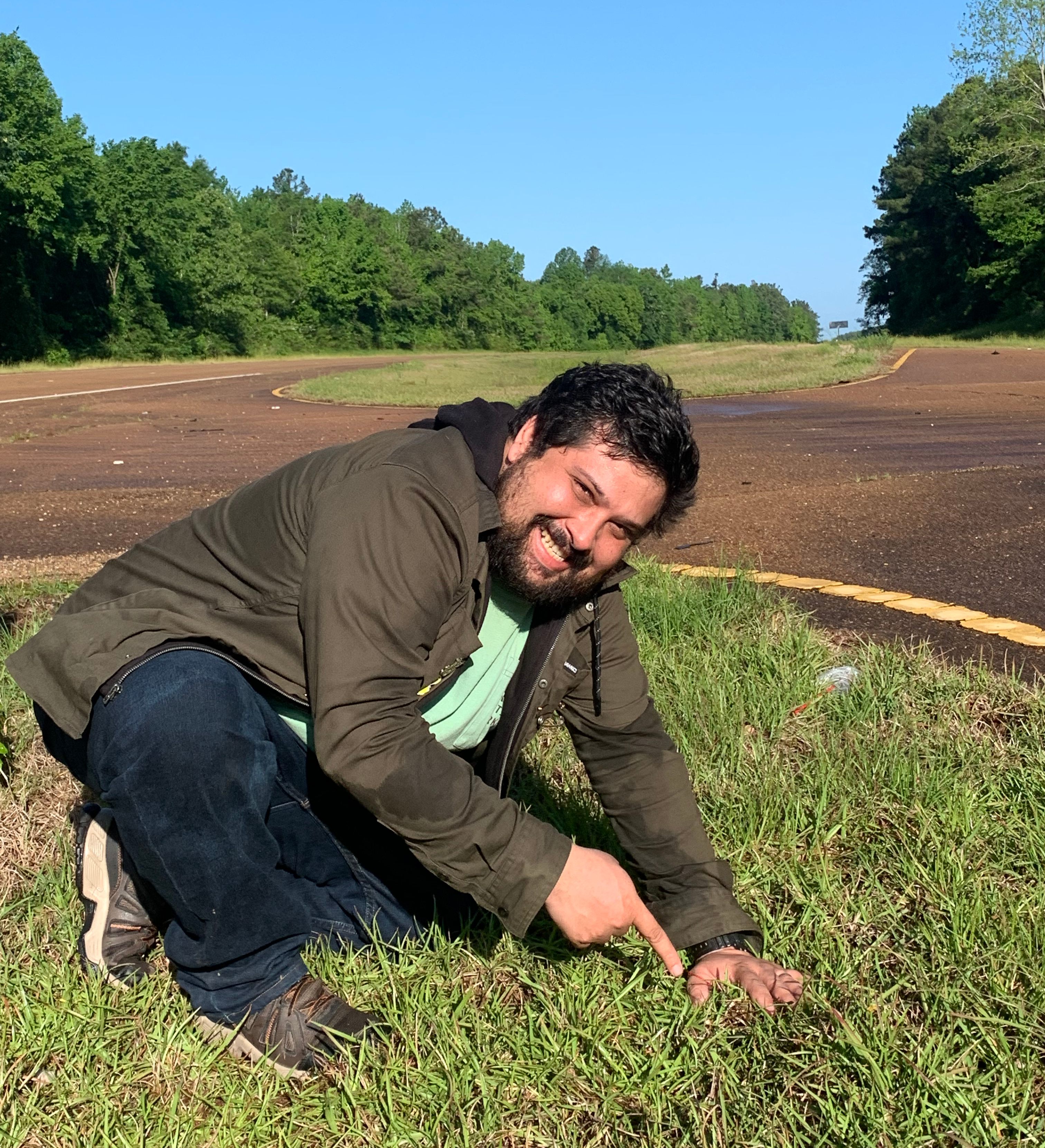 Before the elation of finding his first meteorite, Roberto Vargas ran into several hiccups while searching Cranfield's fields and ditches, including getting his rental car stuck in the mud.