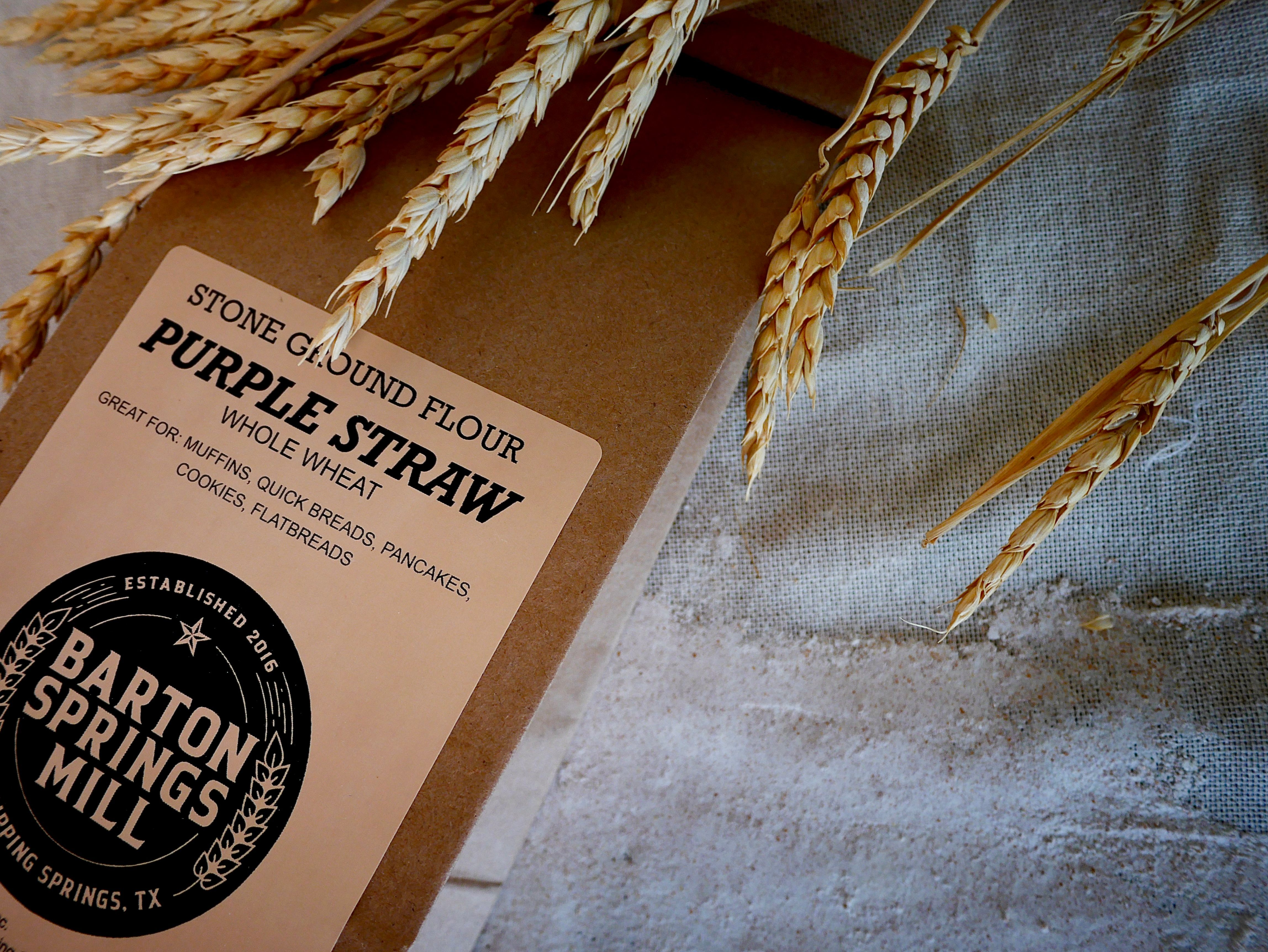 Barton Springs Mill is one of the few vendors actually selling purple-straw flour. 
