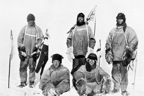 The party that made it to the South Pole, including Robert Falcon Scott.
