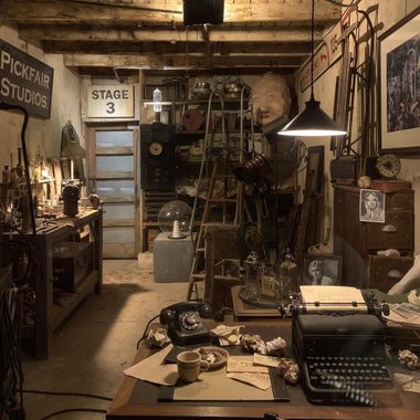 Inside a former garage is a dusty recreation of a production office.