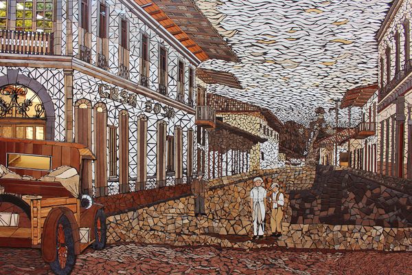 The glass mural of old Zacatlán