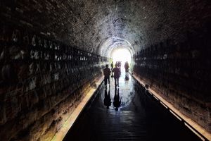 A view of the Sandiaoling bike tunnel.  
