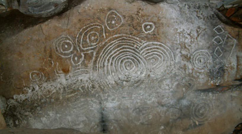 A petroglyph at Loughcrew in Ireland is believed to be the first artistic depiction of an eclipse.