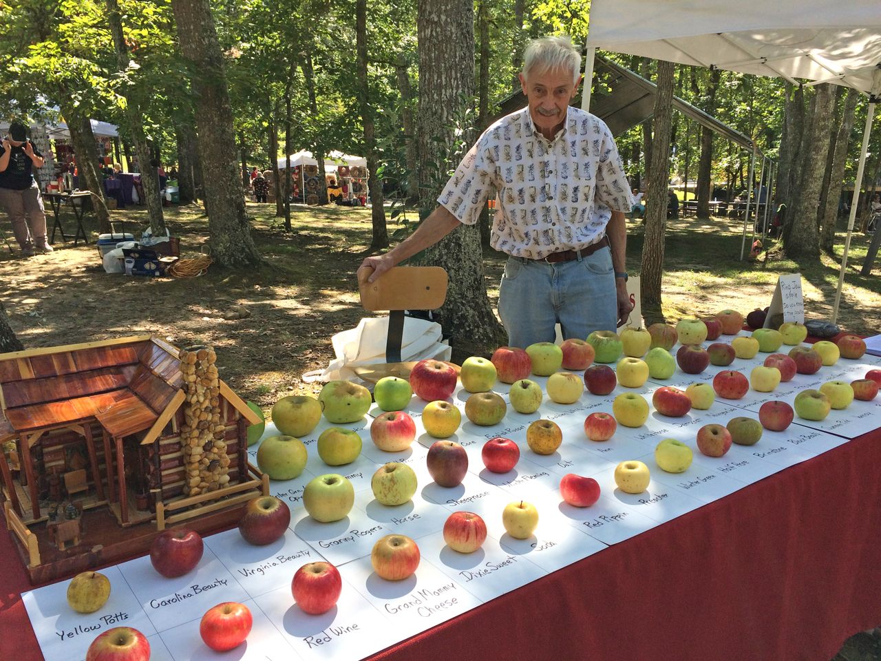 At farmers markets and other events, Brown displays a variety of apples to incite pomaceous conversations.